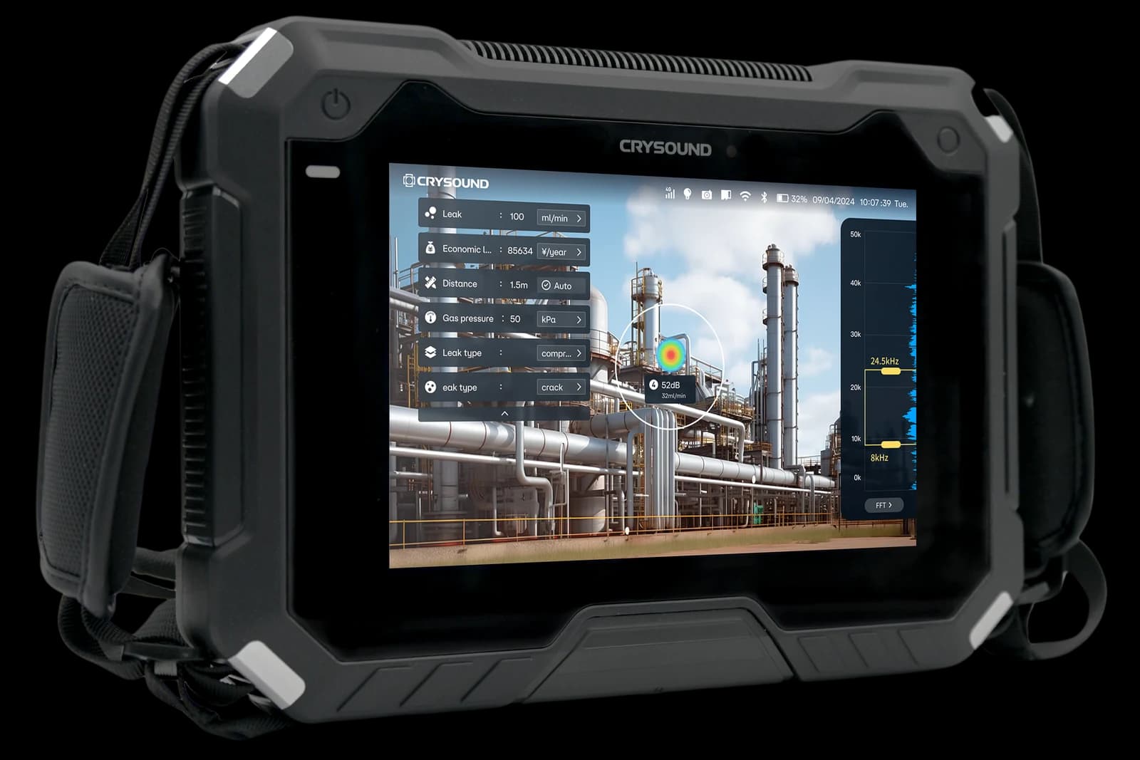 Crysound CRY8125 Ex akoestische camera met 8-inch scherm en lekdetectie-interface